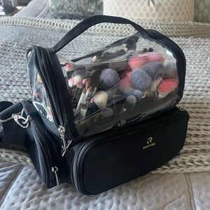 Relavel makeup brush bag with brushes